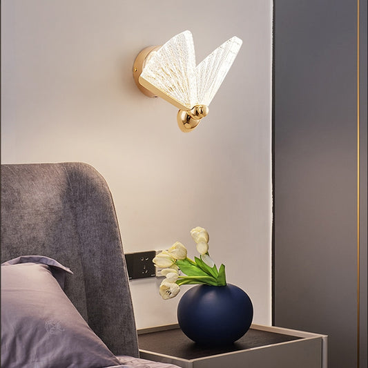 LED Butterfly Wall Lamp Nordic Indoor Lighting Modern Light Bedside Bedroom Christmas Home Decoration Wall Lamps бра настенные