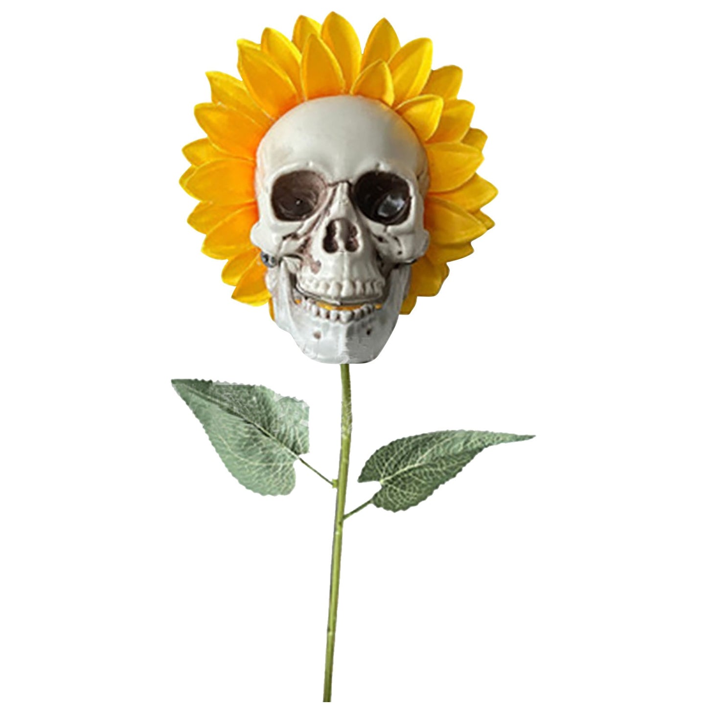 Qfdian New Garden Decoration Skull Head Sunflower Statues Outdoor Creative Garden Ornament Party Garden Skull Sunflower Decoration