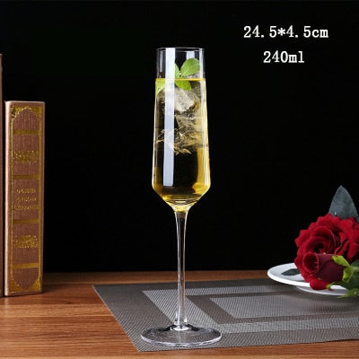 Qfdian Party gifts Party decoration hot sale new Lead-free Crysta glass cup Champagne Flutes Serial Red Wine Glasses Cocktail Glass Goblet Birthday wedding Gifts Cup 2pcs