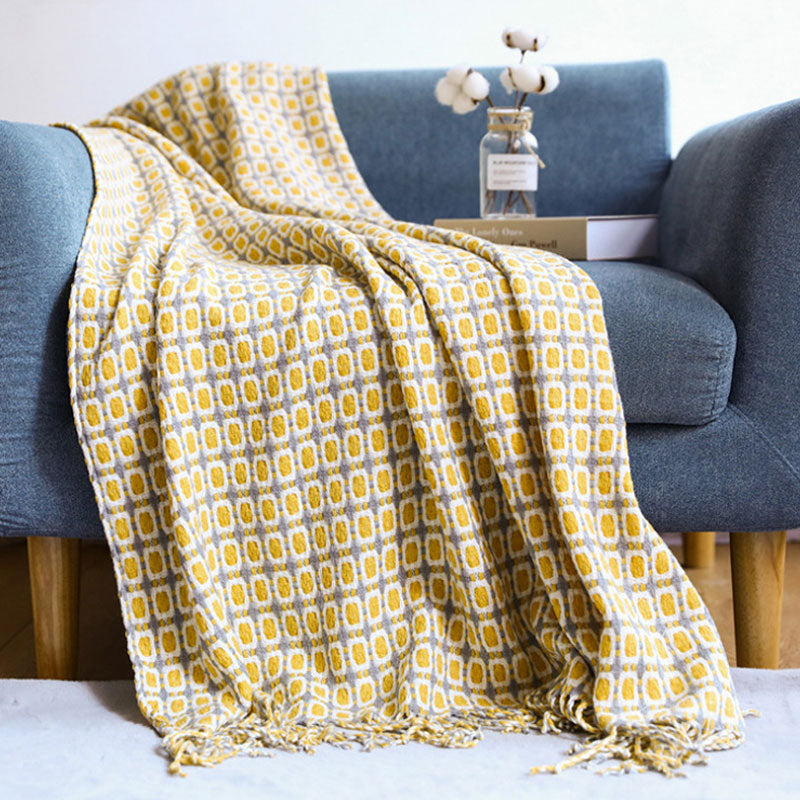 Qfdian Nordic Knit Plaid Blanket Super Soft Bohemia Blanket For Bed Sofa Cover Bedspread Plaid On The Sofa Decor Blankets With Tassel