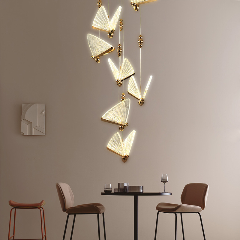 Qfdian home decor hot sale new Butterfly Led pendant Lights Indoor Lighting Nordic Hanging Lamp Bedside Staircase Home Modern Bedroom Art pendente iluminação