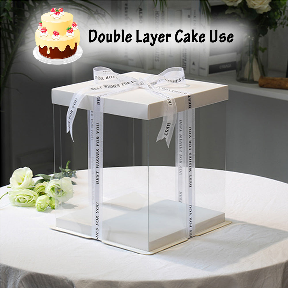 Qfdian Party gifts Party decoration hot sale new 1Pc Clear PVC Cake Box Transparent Cake Packing Box Birthday Wedding Christmas Candy Dessert Packaging Gifts New Year Decoration