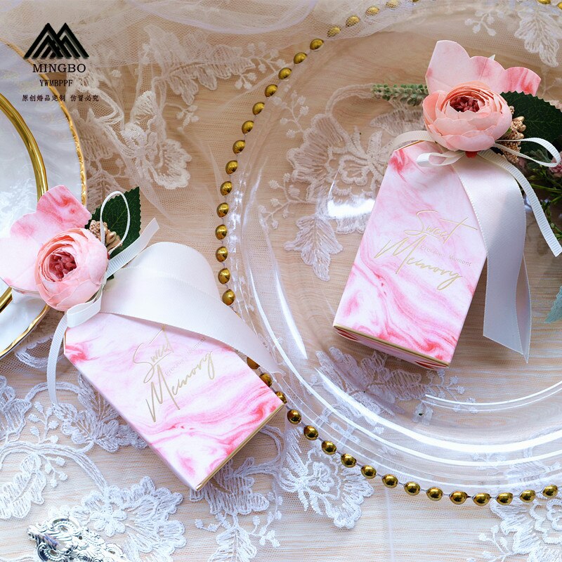 Qfdian Party gifts Party decoration hot sale new 20/50pcs New Marble Wedding Favor and Sweet Gift Bags Candy Dragee Box Wedding Baby Shower Birthday Guests Event Party Supplies