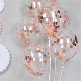 Qfdian valentines day gifts for her 10/20pcs Rose Gold Confetti Balloons Transparent Latex Balloon Christmas Wedding Baby Shower Decoration Birthday Party Supplies