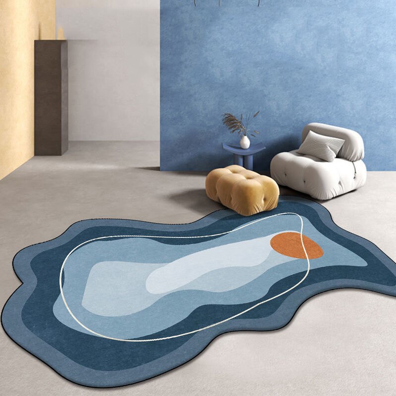 Qfdian valentines day decorations for the home Blue Modern Irregular Carpets for Living Room Large Area Rugs Big Carpet Rug Bedroom Sofa Kids Child Play Table Beside Floor Mat