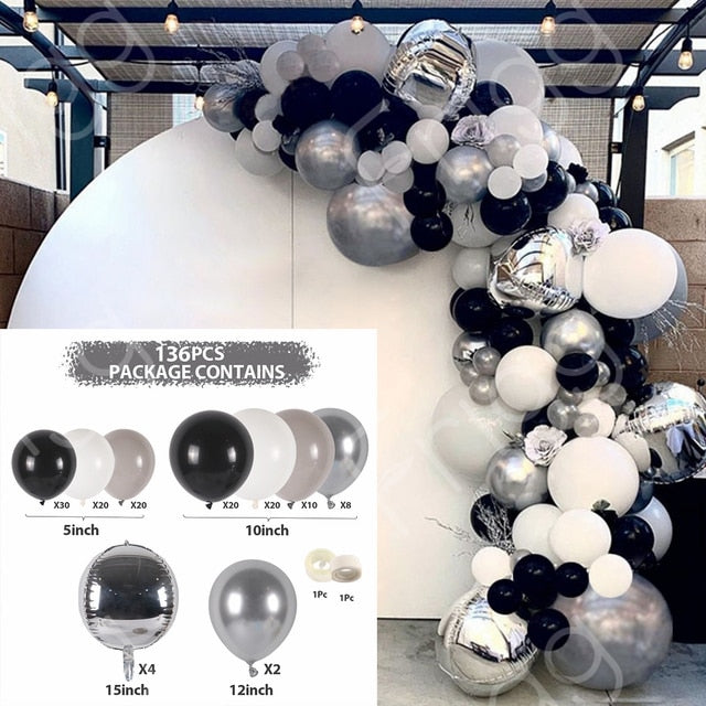 Qfdian 104pcs Bule Silver Macaron Metal Balloon Garland Arch Wedding Birthday Balloons Decoration Party Balloons For Kids Baby Shower