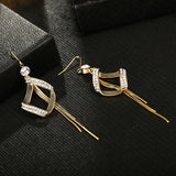 Qfdian valentines day gifts for her 2022 new fashion jewelry luxury earrings statement tassel drop big gold earrings for women valentines day gift The banquet