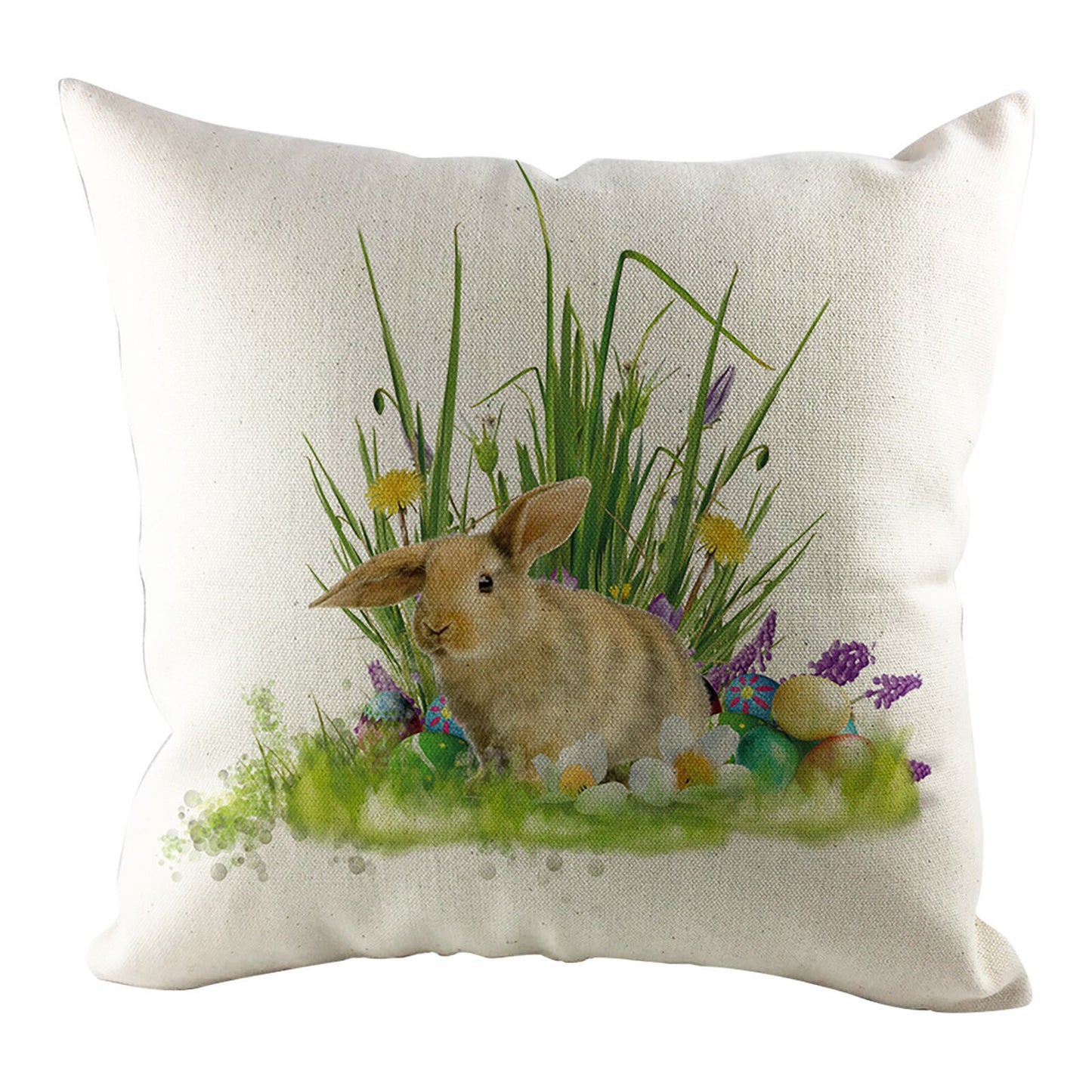 Qfdian easter decorations clearance Happy Easter Cushion Cover Bunny Eggs Decorative Pillow Cover Easter Rabbit Print Pillow Case Sofa Car Cushion Cover Home Decor