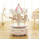 Qfdian Party decoration Blue Pink Wooden Carousel Music Box Valentines Day Gift Souvenir Gift Wedding Favors Gifts for Guest