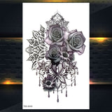 Qfdian gifts for women hot sale new Sexy Mehndi Temporary Tattoos For Women Female Black Rose Flower Fake Tattoo Sticker Hand Jasmine Camellia Branch Tatoo Pendants