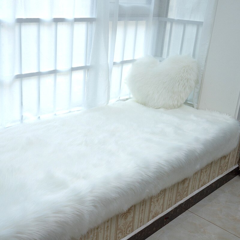 Rectangle Soft Sheepskin Fluffy Window Sofa Big Area Rugs Faux Fur Plush Wool Large Carpets for Bedroom Home Bedside Floor Mats