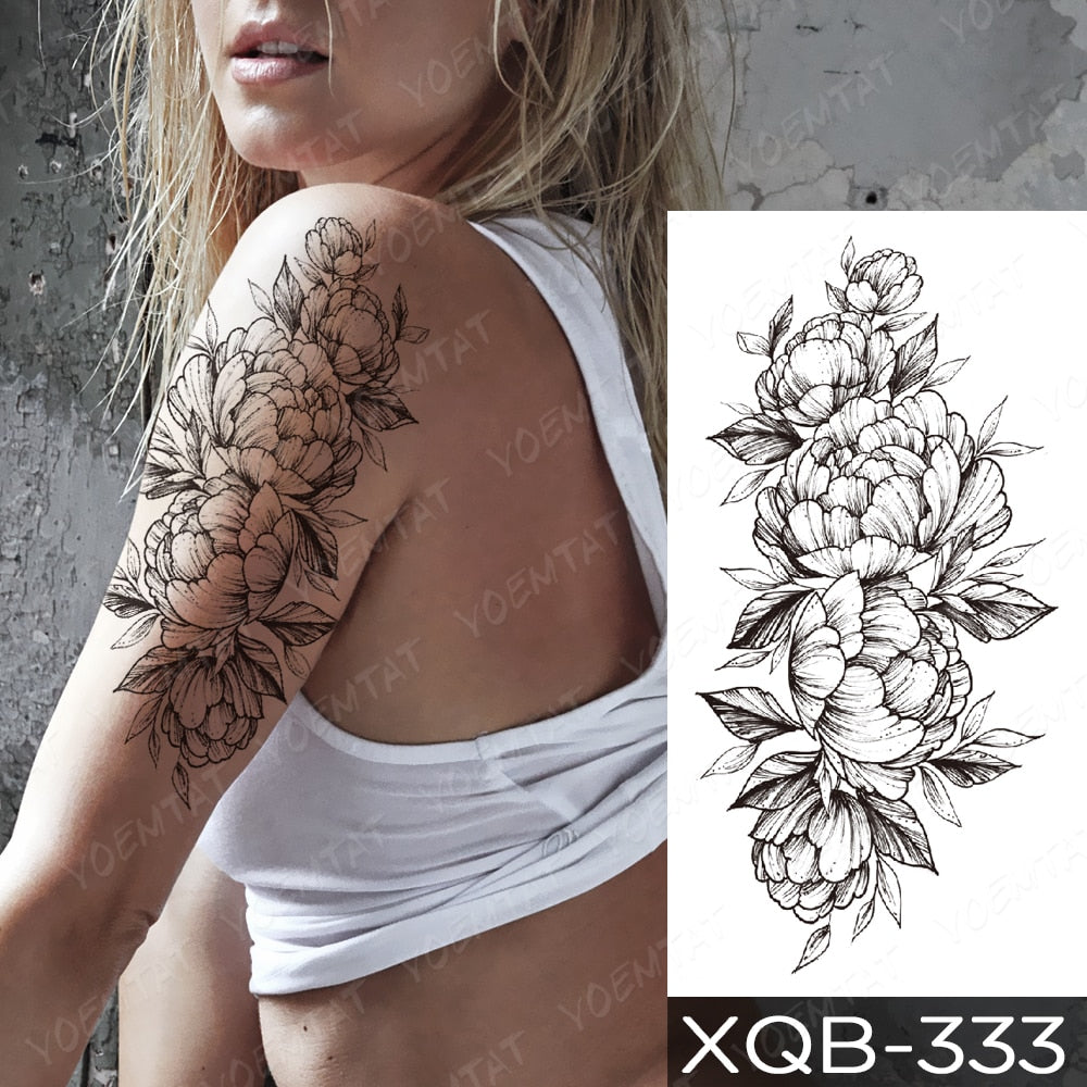 Qfdian Waterproof Temporary Tattoo Sticker I Love You Flash Tattoos Lip Print Butterfly Flowers Body Art Arm Fake Sleeve Tatoo Women