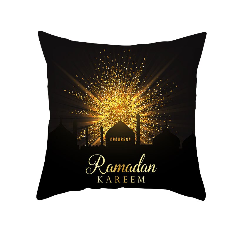 Qfdian Party decoration Islamic Eid Mubarak Pillowcase Ramadan Kareem Home Car Bedroom Sofa Decootative Pillow Cushion Covers Mosque Muslim Decor 45cm