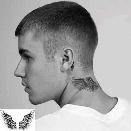 Qfdian Waterproof Temporary Tattoo Sticker Bieber's ’Wing Angel Flash Tatto Body Art Arm Water Transfer Fake Tatoo Men