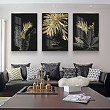 Qfdian Abstract Geometric Canvas Poster Golden and Black Wall Art Painting Posters and Prints Wall Pictures for Living room Home Decor