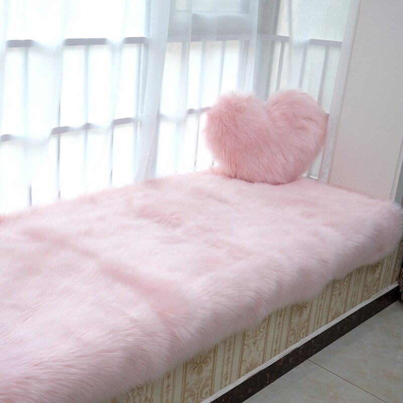 Rectangle Soft Sheepskin Fluffy Window Sofa Big Area Rugs Faux Fur Plush Wool Large Carpets for Bedroom Home Bedside Floor Mats