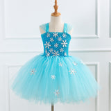 Qfdian halloween decorations halloween costumes Blue Princess Elsa Dress for Girls Snow Queen Tutu Dress Up Costumes for Kids Girl New Year Clothes Snowflake Christmas Outfits