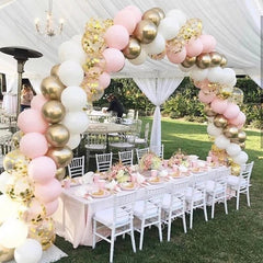 Qfdian Party decoration 1set Balloon Garland Arch Kit Long Pink White Gold Latex Air Globos Pack For Baby Shower Wedding Birthday Party Decor Supplies