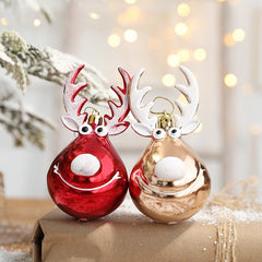 QFDIAN New 2pcs Christmas Balls Ornaments Bauble Pendant Elk Design Hanging Balls Mall Home Party Props For Christmas Tree Decorations