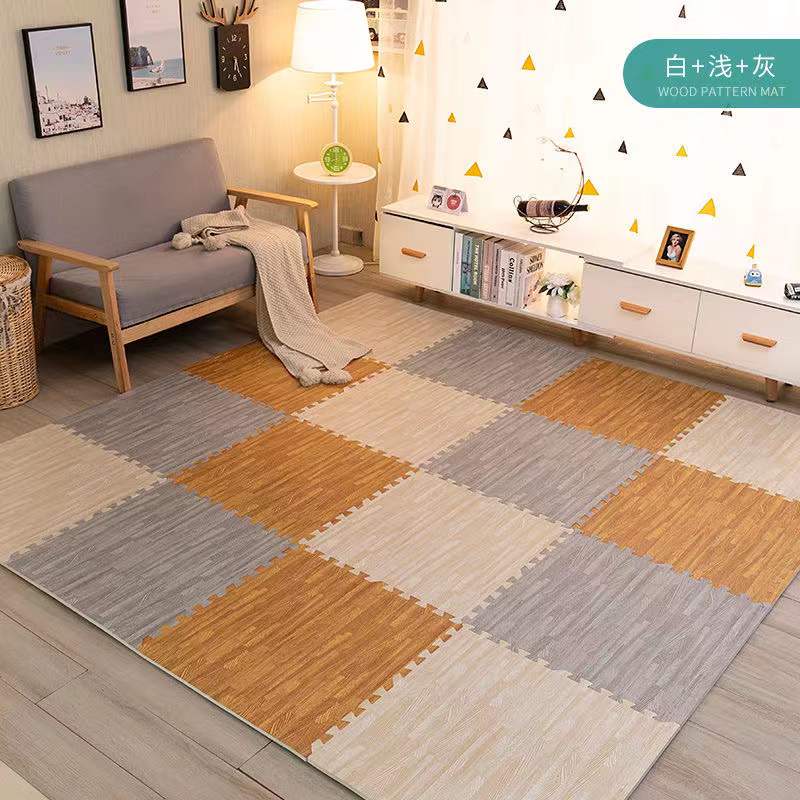 Qfdian home decor hot sale new Wood Grain Baby Play Mat EVA Foam Puzzle Mat Splicing Rug for Children Crawling Mat Thicken Baby Carpet in the Nursery 30*30cm