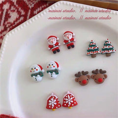 qfdian Christmas Santa Ear Studs Christms Women Jewelry Piercing Stud Earring Women Merry Christmas Decor Girl Friend Xmas Gift Natol