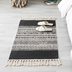 Qfdian easter decorations clearance Luxury Bohemia Ethnic Style Cotton Linen Soft Carpet Handmade Tassel Rug Living Room Bedside Floor Mat Pad Home Boho Decoration