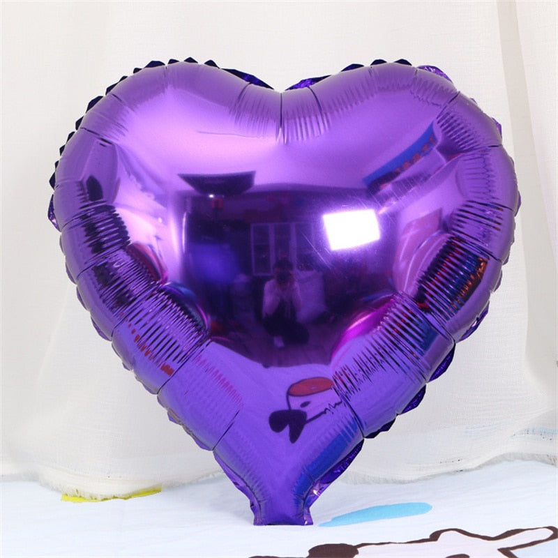 Qfdian valentines day gifts for her 10pcs 18inch Foil Heart Balloon Valentines Day Wedding Decoration Balloons Mariage Birthday Party Decorations Baby Shower Globos