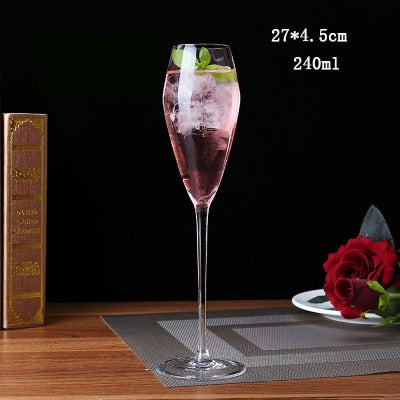 Qfdian Party gifts Party decoration hot sale new Lead-free Crysta glass cup Champagne Flutes Serial Red Wine Glasses Cocktail Glass Goblet Birthday wedding Gifts Cup 2pcs