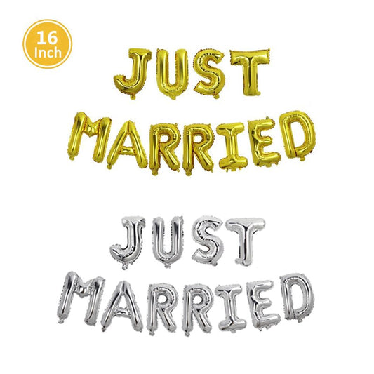 Qfdian wedding decorations hot sale new JUST MARRIED Wedding Balloons 16inch helium foil alphabet balloons Married Decoration Letter Wedding decoration Party Supplies