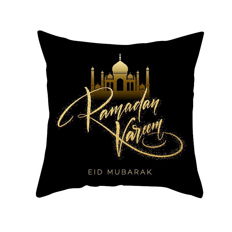 Qfdian Party decoration Islamic Eid Mubarak Pillowcase Ramadan Kareem Home Car Bedroom Sofa Decootative Pillow Cushion Covers Mosque Muslim Decor 45cm