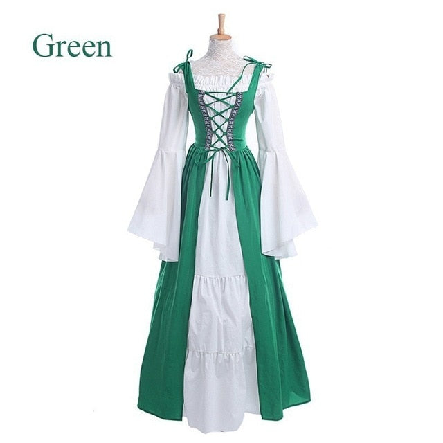 Qfdian S-6XL Medieval Punk Dress Cosplay Halloween Costumes Women Palace Carnival Party Disguise Princess Female Victorian Vestido Robe