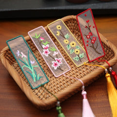 Qfdian gifts for women hot sale new Bookmarks Cross-stitch Plum Blossom Diy Embroidery Peace and Blessing Pouch Stitch for Needlework Needle Minder Organizer Craft