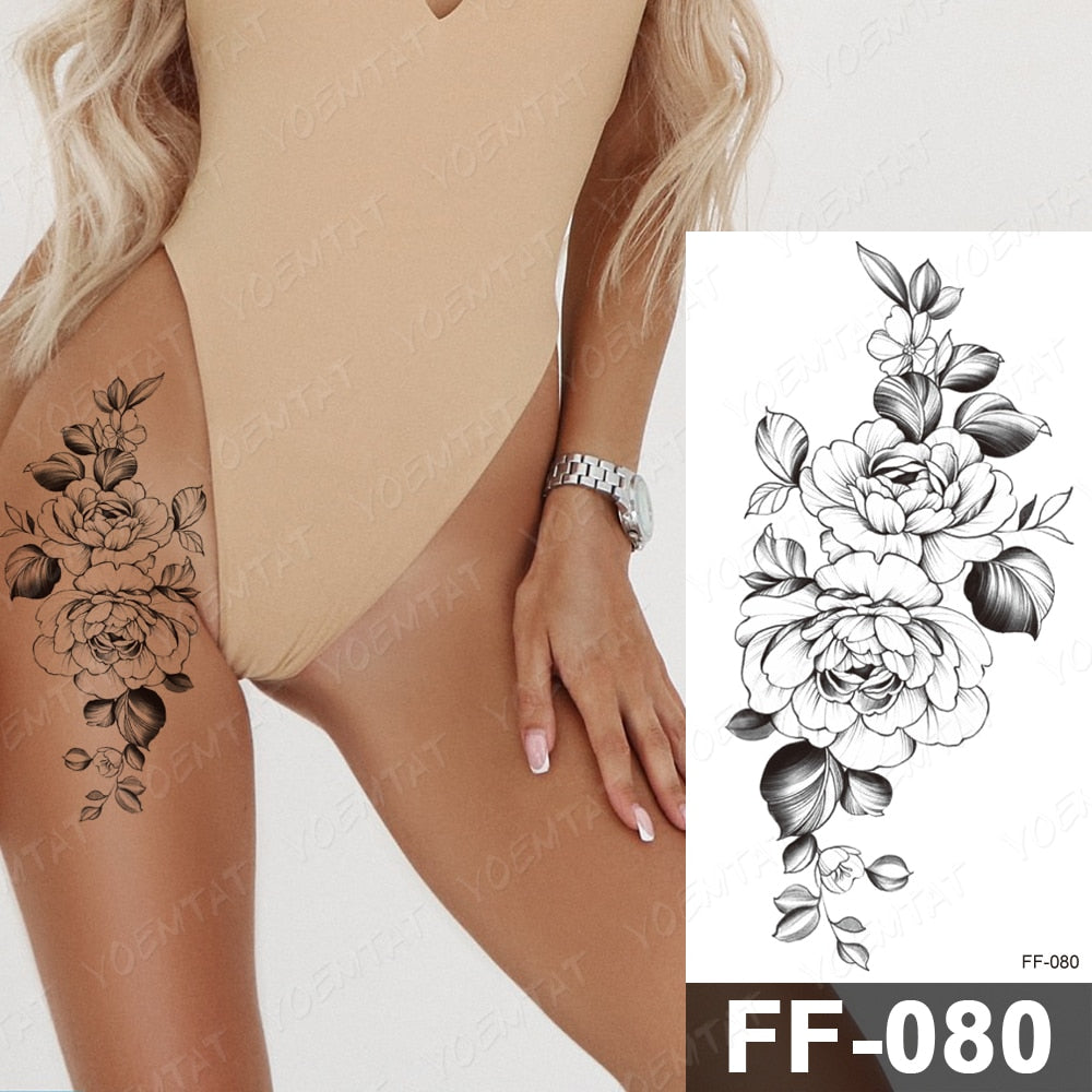 Qfdian Waterproof Temporary Tattoo Sticker I Love You Flash Tattoos Lip Print Butterfly Flowers Body Art Arm Fake Sleeve Tatoo Women