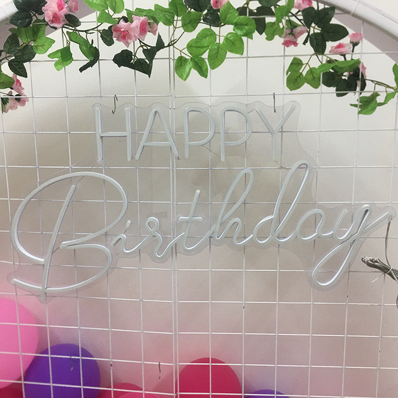 Qfdian Party decoration hot sale new Happy Birthday Modern Neon Sign Light Personalized Custom Flex Led 3D Acrylic Wall Hanging Party Bar Room Home Décor Neons Top