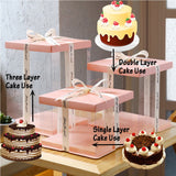 Qfdian Party gifts Party decoration hot sale new 1Pc Clear PVC Cake Box Transparent Cake Packing Box Birthday Wedding Christmas Candy Dessert Packaging Gifts New Year Decoration