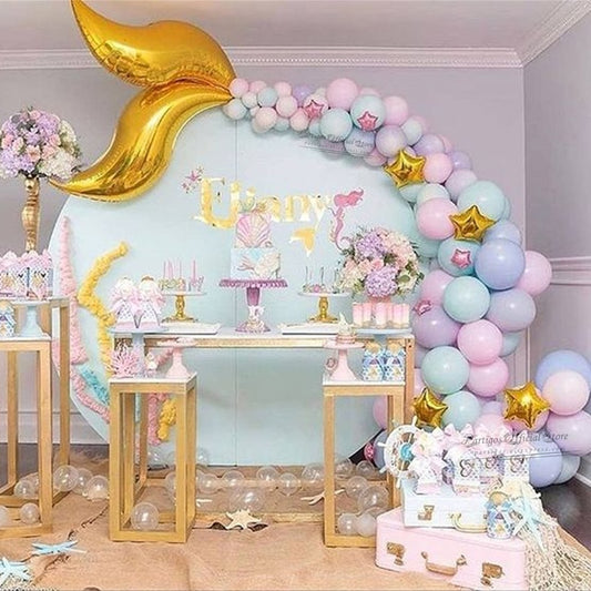 Qfdian wedding decorations hot sale new 117Pcs Mix Macaron Color Mermaid Tail Balloons Garland Arch Wedding Girls Birthday Little Mermaid Party Decorations Pink Globos