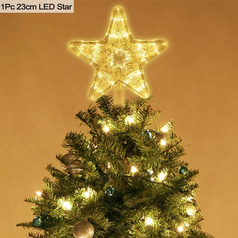 Qfdian wedding decorations Christmas Tree Top Star LED Light Lamp Christmas Decorations For Home Xmas Tree Ornaments Navidad New Year 2022 Natal Noel