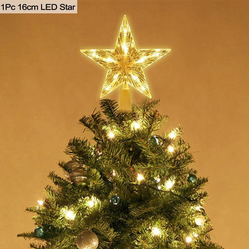 Qfdian wedding decorations Christmas Tree Top Star LED Light Lamp Christmas Decorations For Home Xmas Tree Ornaments Navidad New Year 2022 Natal Noel