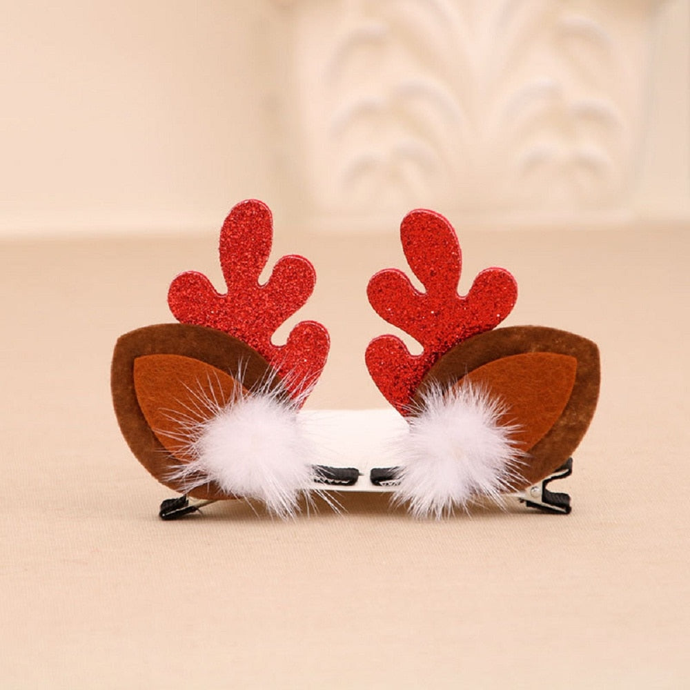 Qfdian Christmas decor ideas 2pcs Cute Deer Ear Hairpins Christmas Barrettes Hair Decorationd 2023 Beautiful Deer Antlers Hair Clips Hair Accessories Girls Gift