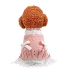 Qfdian Pet Outfits Classic Dog Winter Sweater with Tie Thick Weaving Warm Pet Cat Clothing Lovely Princess New Year Coat Christmas Dog Clothes