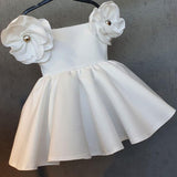 Qfdian halloween costumes christmas costumes Kids Dresses For Girls Evening Party Dress Elegant Princess Dress Flowers Kids White Wedding Dress 2022 Summer Children Clothing