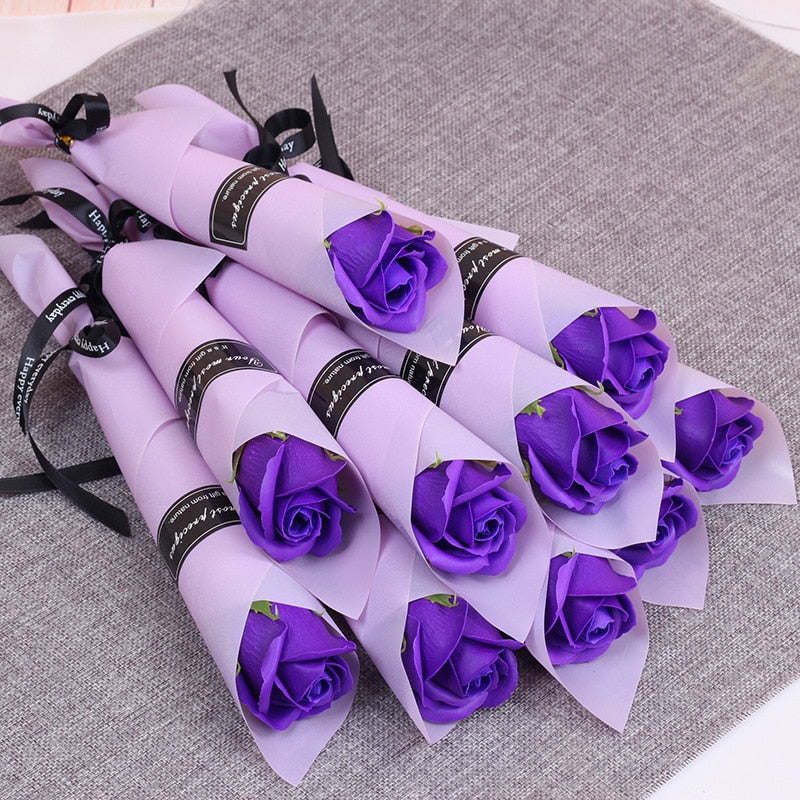 Qfdian valentines day gifts for her 10/5Pcs Soap Rose Bouquet Valentines Day Gift for Fridend Wedding Bouquet Home Decorations Holding Artificial Rose Flowers