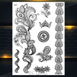 Black Henna Lace Temporary Tattoos Sticker For WOmen Butterfly Moth Mehndi Flower Fake Tatoo Sticker Feather Flora Tatoo