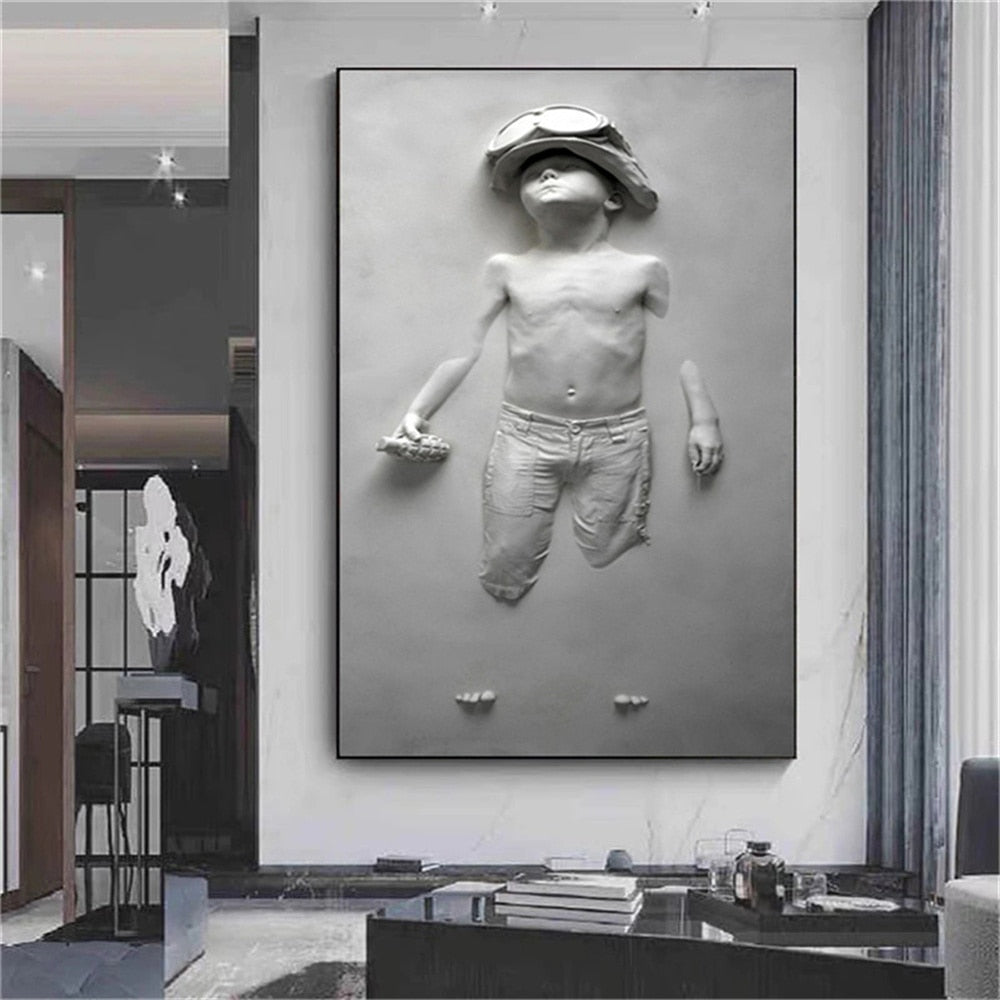 Qfdian Outstanding visual effects Canvas Painting Metal figure statue Posters And Prints Wall Pictures For Living Room Home Decor