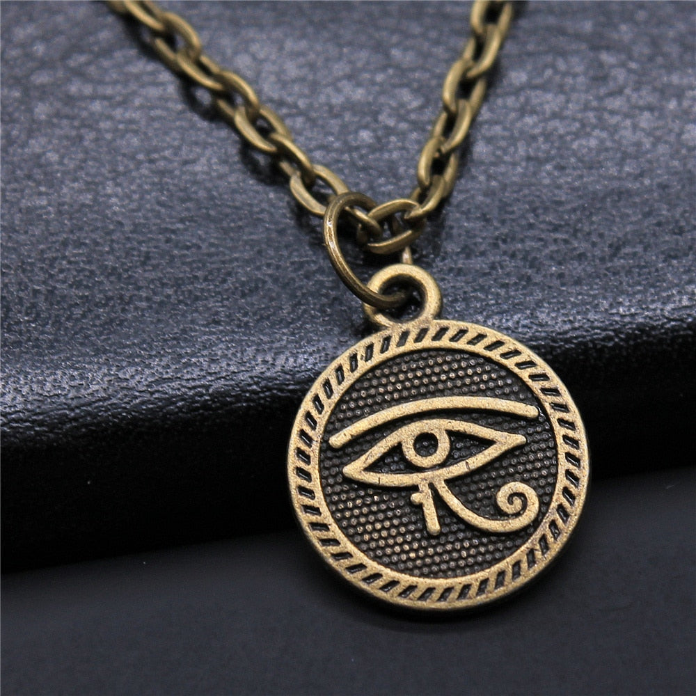 Qfdian father's day gifts  Egyptian Jewelry Gift Egyptian God Pharaoh The Eye Of Horus Ankh Cross Pendant Necklace African Gift