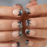 QFDIAN Beige French Nails White Tip Squoval False Nails Short Medium Size Ladies Artificial Manicure Tips for Daily Wear