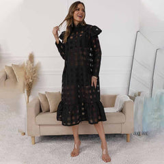 Qfdian Holiday gift African Hollow Black Dress Hippie Clothes Fashion Dashiki Long Sleeve Casual Women Robe Vetment Femme Maxi Dress