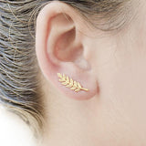 Qfdian easter gifts Bohemian Vintage Earrings Jewelry Leaf Geometric Round Stud Earrings for Women Simple Bar Leaf Earing Ear Climber Girls