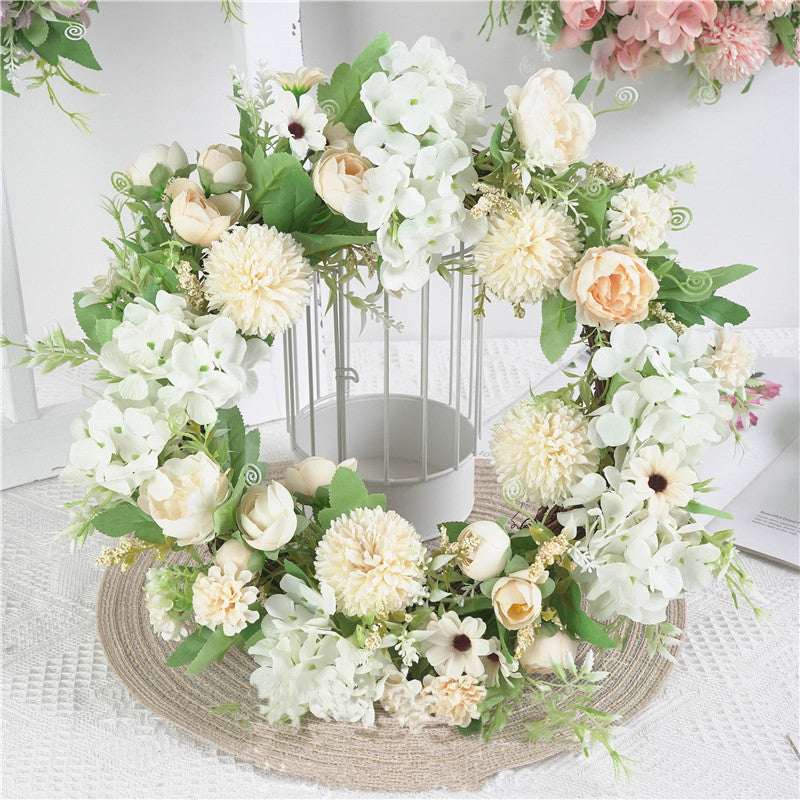 Qfdian wedding decorations hot sale new 30cm/40cm multiple styles Silk Peony Artificial Flowers Wreaths Door Perfect simulation Garland For Wedding Home Partydecoration