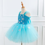 Qfdian halloween decorations halloween costumes Blue Princess Elsa Dress for Girls Snow Queen Tutu Dress Up Costumes for Kids Girl New Year Clothes Snowflake Christmas Outfits